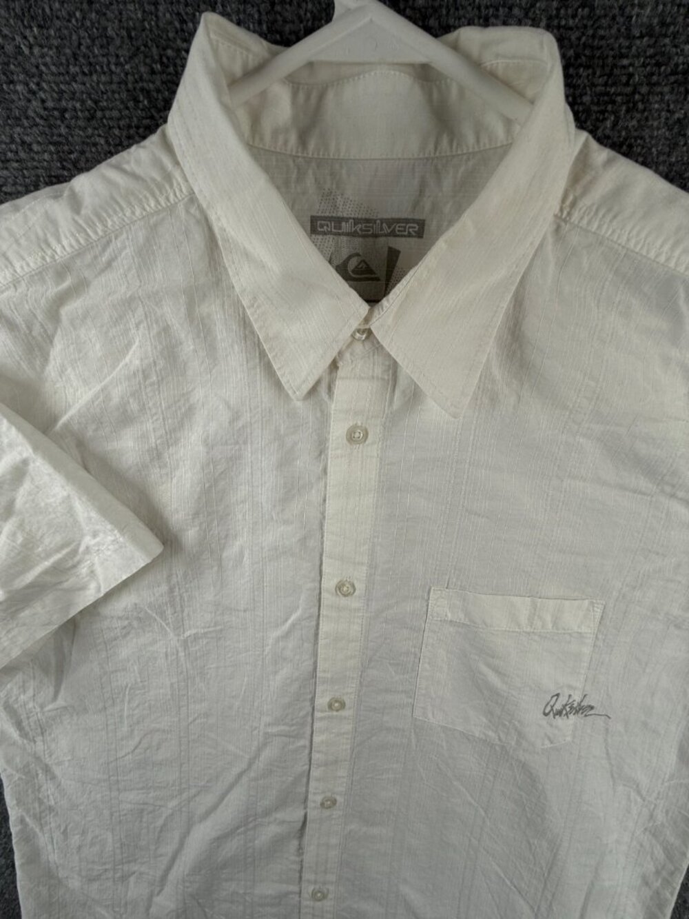 Quiksilver Quicksilver Button Up Shirt Men Short Sleeve White Comfort Fit XL